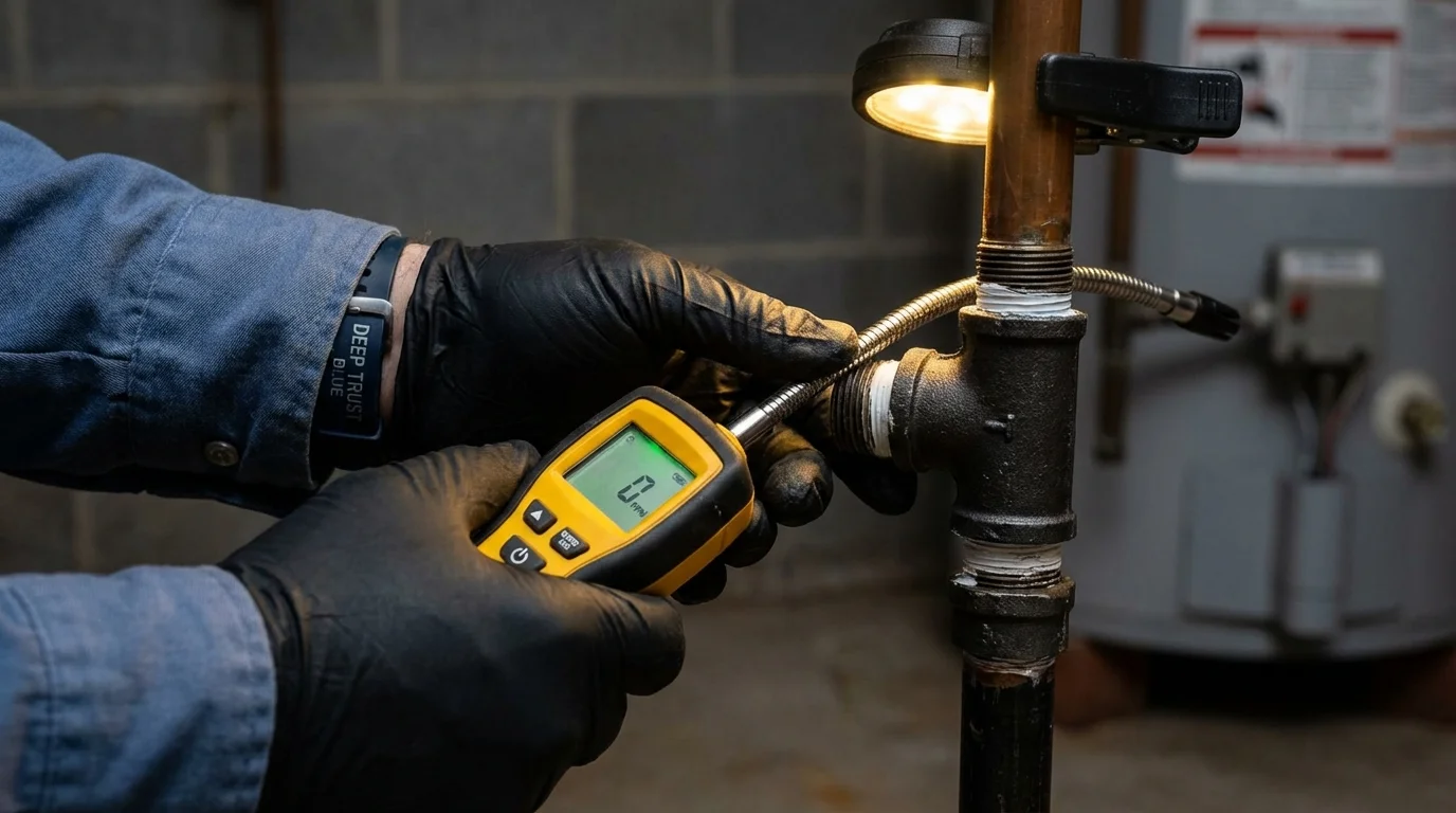 Gas leak detection with electronic sniffer by Johns Plumbing LLC in Orlando